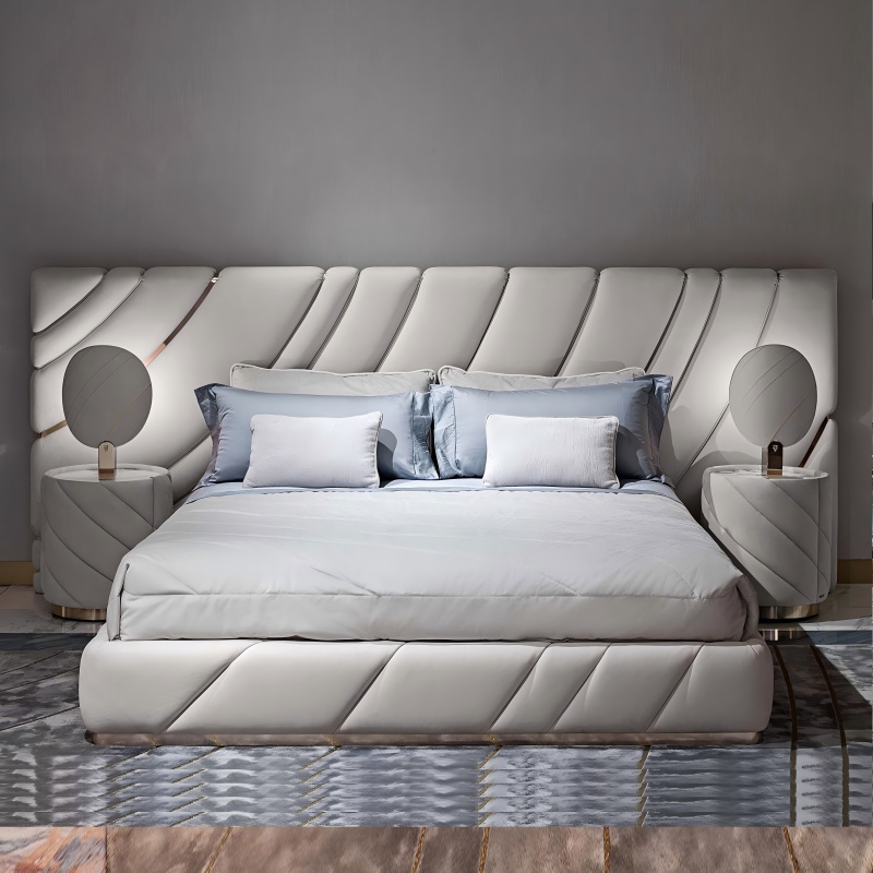 Set a tre pezzi leggero di lusso a letto di lusso | Combinazione di posizione della camera da letto principale C