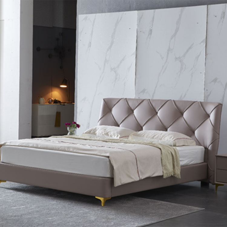 Letto king size in pelle moderna e di lusso leggero