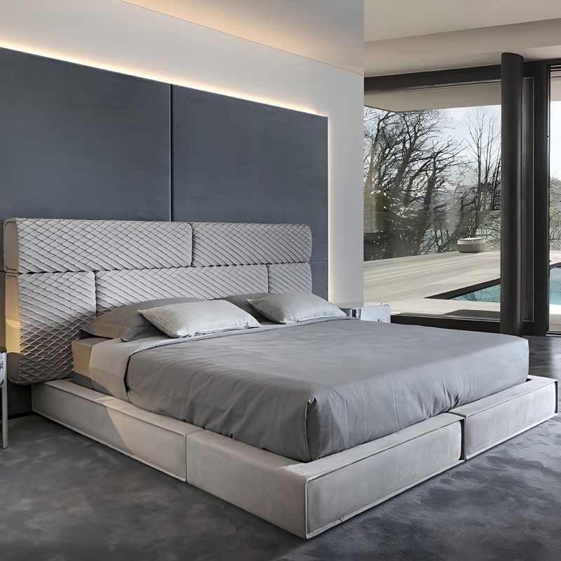 Letto di piattaforma minimalista di lino