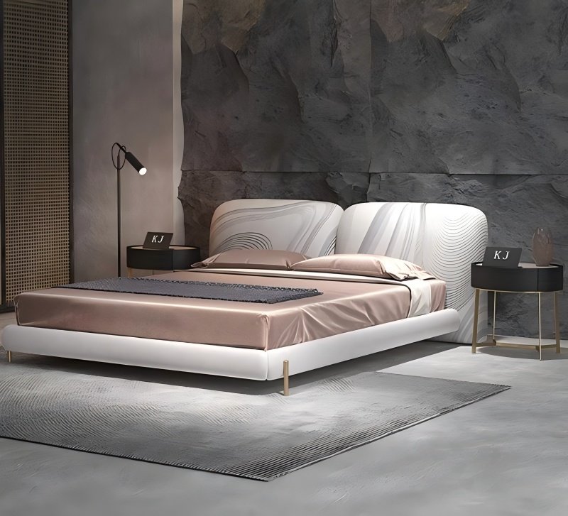 Letto in pelle di milano designer con tocco opaco