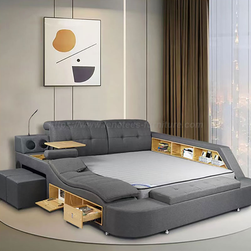 Letto intelligente dal design moderno con massaggio e contenitore