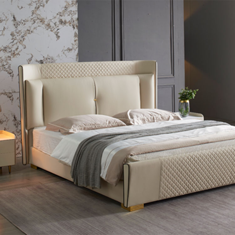 Letto di lusso leggero in pelle di nuovo design